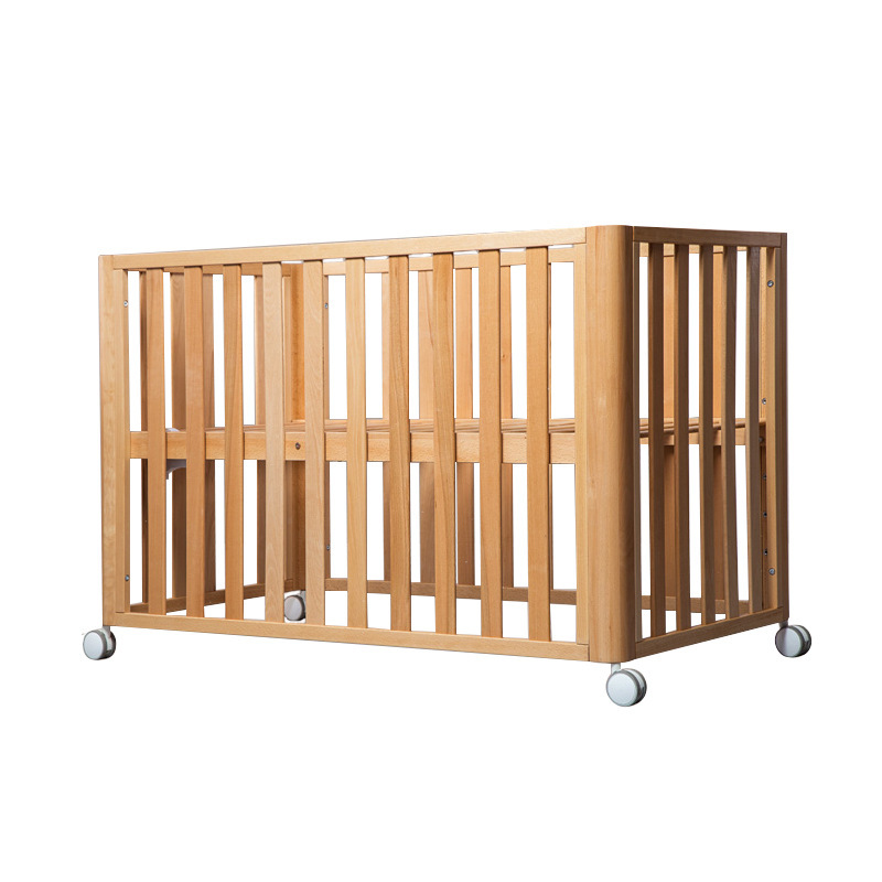 Beech Solid Wood Splicing Movable Multi-functional Crib - Image 2