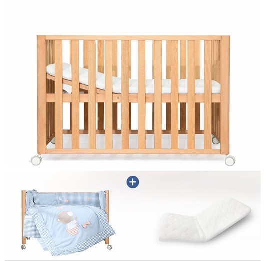 Beech Solid Wood Splicing Movable Multi-functional Crib - Image 6