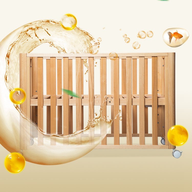 Beech Solid Wood Splicing Movable Multi-functional Crib - Image 7