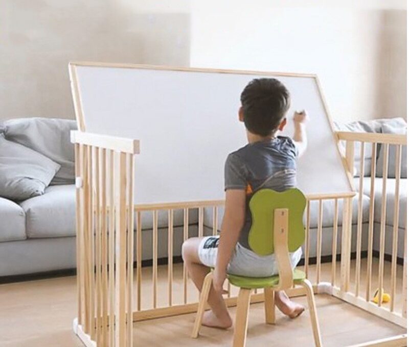 Japanese Style Solid Wood Newborn Crib Splicing Bed Pine With Guardrail